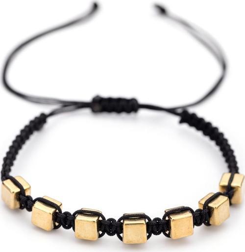 Sarı Renk İnce Model Makrome Örme Hematit Bileklik