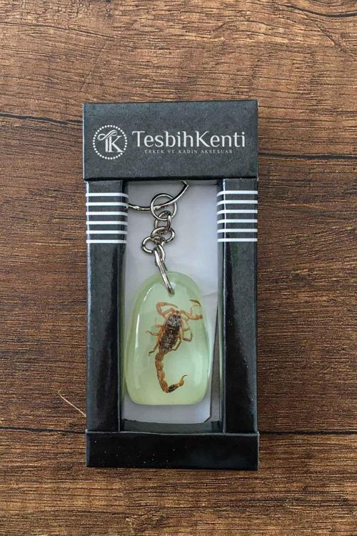 Yeşil Renk Akrep Fosilli Anahtarlık Model 5