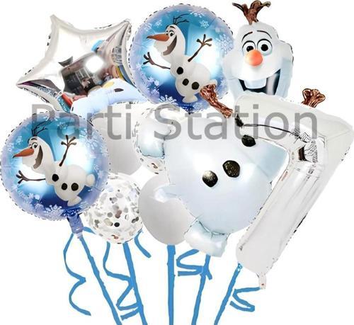 Karlar Ülkesi Frozen Elsa Olaf 7 Yaş Balon Set Frozen Elsa Olaf Konsept Doğum Günü Folyo Balon Set
