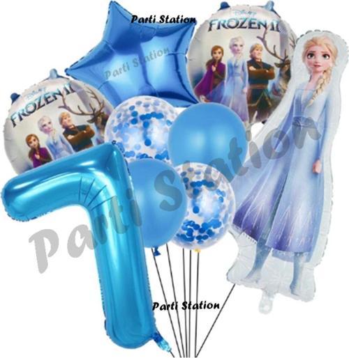 Karlar Ülkesi Frozen Konsept 7 Yaş Doğum Günü Balon Set Frozen Elsa Temalı Balon Set