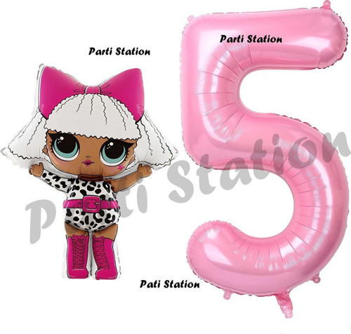 Diva Lol Bebek 5 Yaş Balon Ve Pembe Rakam Balon Doğum Günü Parti Set