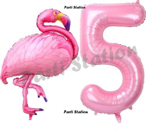 Flamingo Balon 5 Yaş Doğum Günü Balon Set Flamingo Konsept Balon Ve Pembe Rakam Balon Doğum Günü Set
