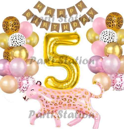 Pembe Leopar 5 Yaş Balon Set
