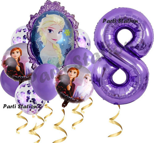 Frozen Balon 1 Yaş Doğum Günü Set Frozen Elsa Karlar Ülkesi Konsept Balon Ve Mor Rakam Balon