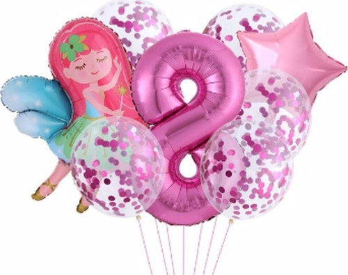 Peri Kızı Yıldız 8 Yaş Balon Set Demet Balon Folyo Set Peri Kızı Konsept Set Yaş Balon Set