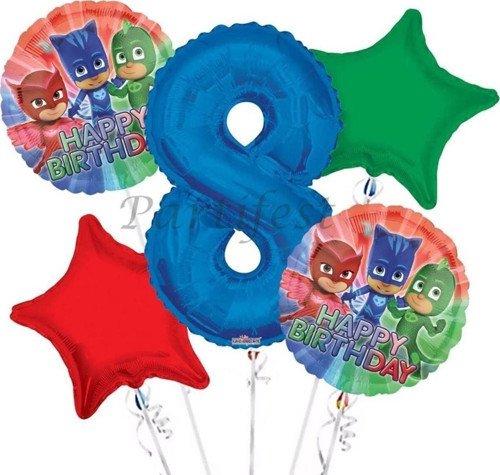Pjmasks 8 Yaş Balon Set Pijamaskeliler Folyo Balon Set Konsept Doğum Günü Set Yaş Balon