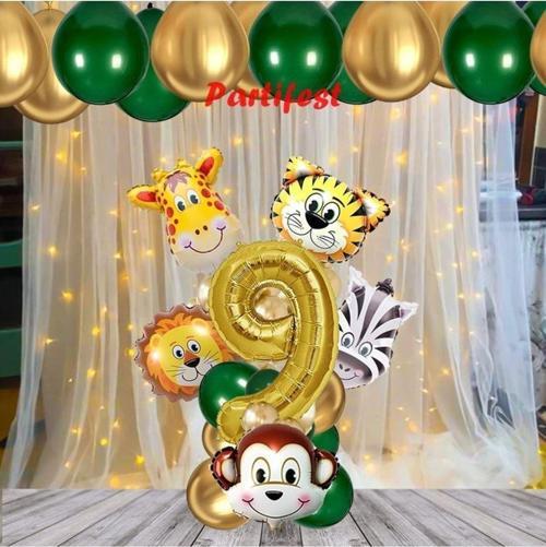 Safari Hayvanlar Yaş Balon Set Safari Konsept Helyum Balon Set Safari Doğum Günü Set