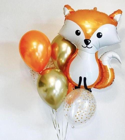Woodland Konsept Sevimli Tilki Folyo Balon Buketi Fox Balloon 56 Cm