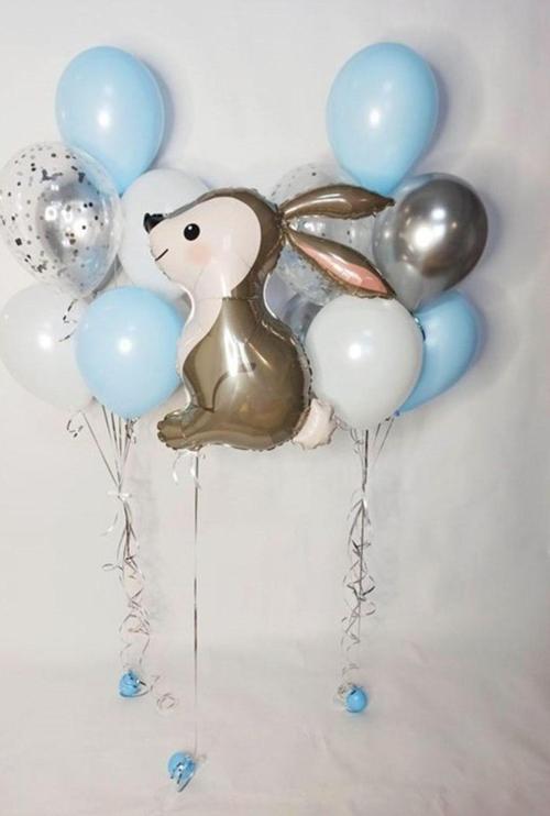 Woodland Tavşan Balon Set Tavşan Konsept Balon Buketi Doğum Günü Balon Set