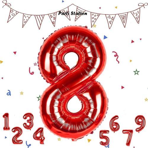 Rakam Folyo Balon Kırmızı Rakam Balon Kırmızı 8 Yaş Balon 76 Cm Sayı Balon Uçan Balon Helyum Balon