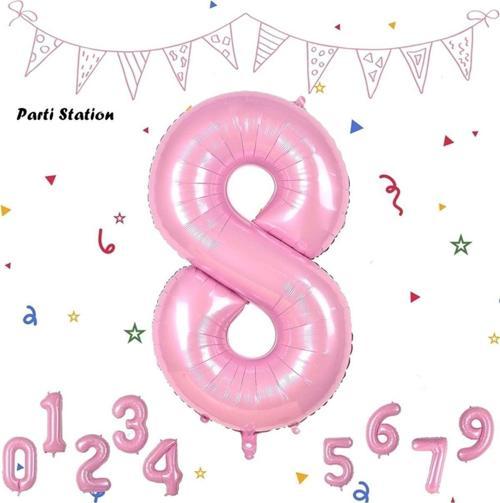 Rakam Folyo Balon Pembe Rakam Balon Bebek Pembe 8 Yaş Balon 76 Cm Sayı Balon Uçan Balon Helyum Balon