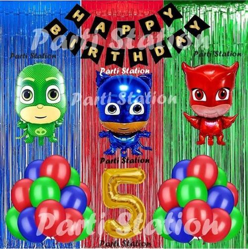 Pjmasks Balon Set 5 Yaş Pjmasks Kedi Çocuk Baykuş Kız Kertenkele Çocuk Konsept Doğum Günü Balon Set