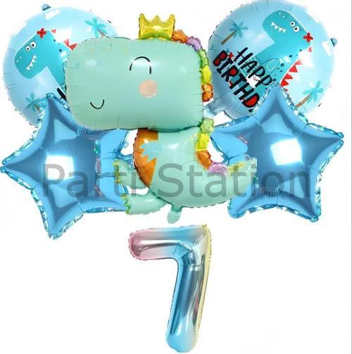 Sevimli Dinozor Konsept 7 Yaş Balon Set Jurassic Dinozor Tema Doğum Günü Folyo Balon Set