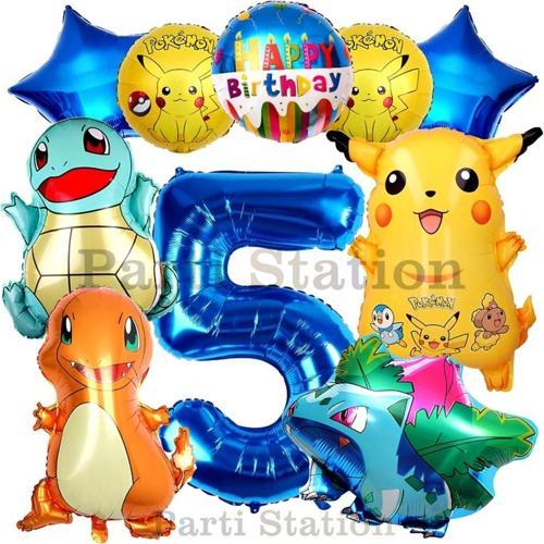 Pokemon Konsept 5 Yaş Doğum Günü Balon Set Pokemon Pikachu Bulbasaur Charmander Squirtle Balon