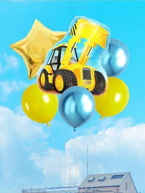 İnşaat Konsept Kamyon Balon Set İnşaat Kepçe Balon Doğum Günü Balon Buketi