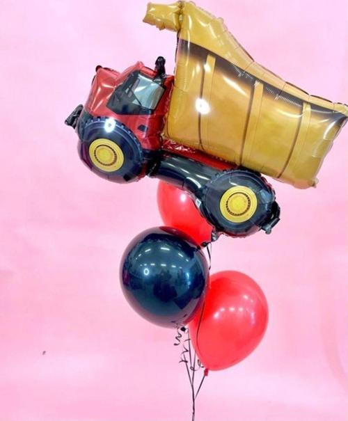 İnşaat Konsept Kamyon Balon Set Kamyon Balon Truck Balloon Doğum Günü Balon Buketi