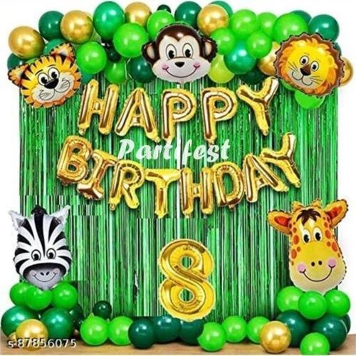 Safari Hayvanlar 8 Yaş Balon Set Safari Konsept Folyo Helyum Balon Set Safari Konsept Doğum Günü Set