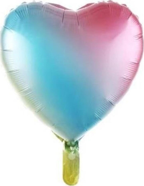 Kalp Gökkuşağı Renk Folyo Balon 18 İnc