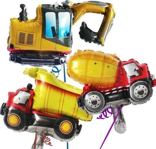 Inşaat Folyo Balon Inşaat Kamyon Parti Konsepti 3'Lü Set Kamyon, Kepçe, Mixer Küçük Boy
