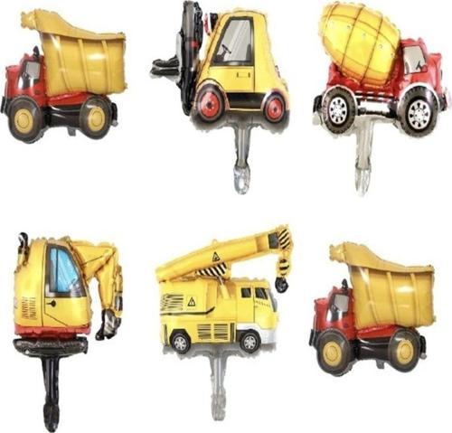 Inşaat Folyo Balon Kamyon Parti Konsepti Kamyon, Vinç, Kepçe, Mixer, , Dozer, Forklift Küçük Boy