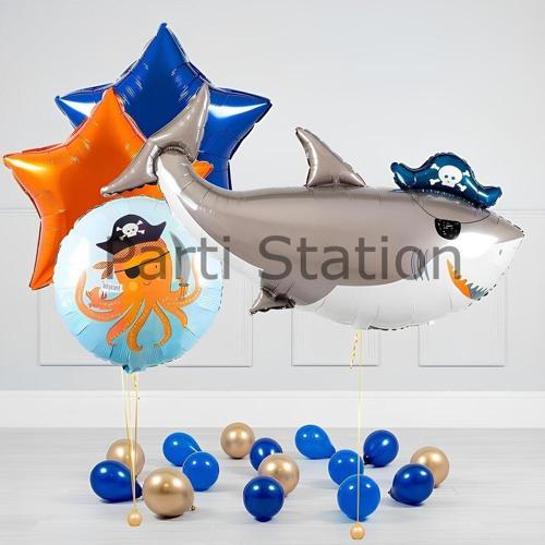 Korsan Köpek Balığı Balon Set Pirate Shark Tema Doğum Günü Balon