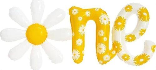 Papatya Arı Tema 1 Yaş One Yazılı Folyo Balon Papatya Konsept One Folyo Balon Daisy One Foil Balloon