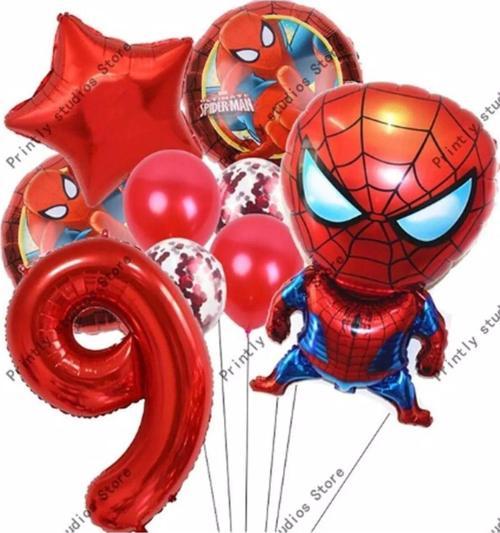Spiderman Örümcek Adam Konsept 9 Yaş Balon Set Spiderman Örümcek Adam Konsept Doğum Günü Set