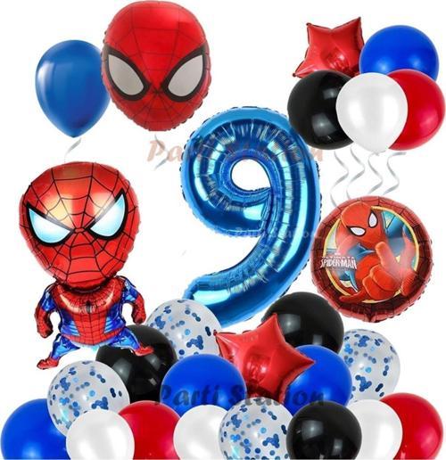 Spiderman Örümcek Adam Konsept 9 Yaş Doğum Günü Balon Set Spiderman Parti Balonları Spiderman Tema