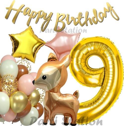 Woodland Geyik 9 Yaş Folyo Balon Set Ceylan Geyik Doğum Günü Parti Balon Set Geyik Konsept Balon Set