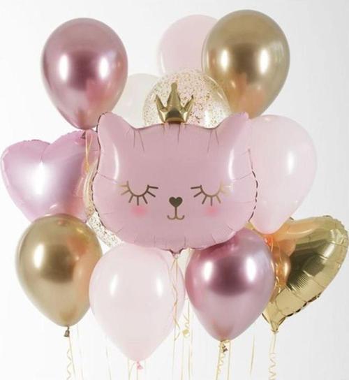Sevimli Pembe Kedi Konsept Balon Set Sevimli Kedi Balon Buketi Doğum Günü Balon Set