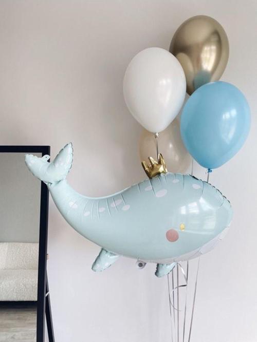 Sevimli Yeşil Balina Konsept Balina Balon Set Balina Balon Buketi Whale Balloon Doğum Günü Set