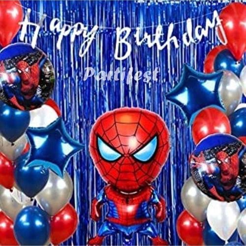 Spiderman Örümcek Adam Balon Set Balon Folyo Set Spiderman Konsept Doğum Günü Set Yaş Balon