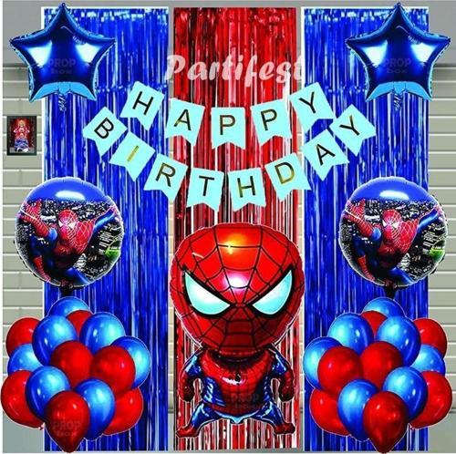 Spiderman Örümcek Adam Balon Set Balon Folyo Set Spiderman Konsept Doğum Günü Set Yaş Balon