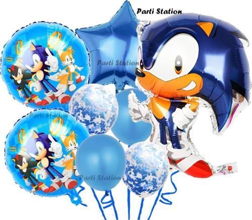 Tilki Sonic Boom Yıldız Balonlu Konsept Doğum Günü Parti Balon Set Sonic Boom Balon Set