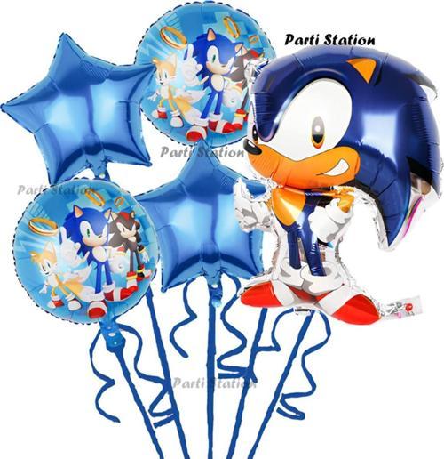 Tilki Sonic Boom Yıldız Balonlu Konsept Doğum Günü Parti Balon Set Sonic Tema Parti Balon Set