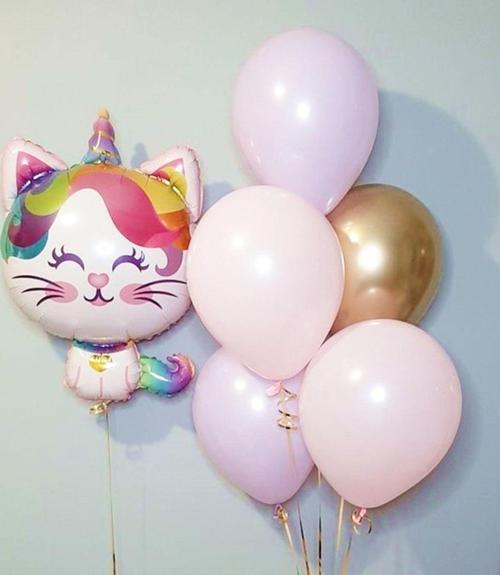 Unicorn Kedi Konsept Balon Set Sevimli Unicorn Kedi Balon Buketi Owl Doğum Günü Balon Set