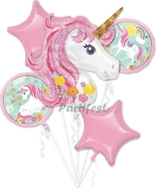 Unicorn Yaş Balon Set Unicorn Konsept Helyum Balon Set Doğum Günü Set