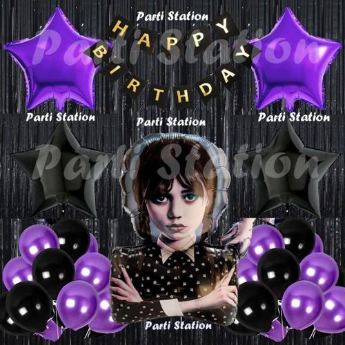 Wednesday Balon Set Wednesday Addams Balon Wednesday Konsept Doğum Günü Parti Balon Set
