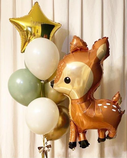 Woodland Konsept Geyik Balon Set Sevimli Ceylan Balon Buketi Doğum Günü Balon Set