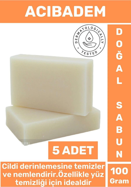 Doğal Güzel Kokulu Derinlemesine Cilt Yüz Temizleyici Nemlendirici Organik Acıbadem Sabunu 5 Adet