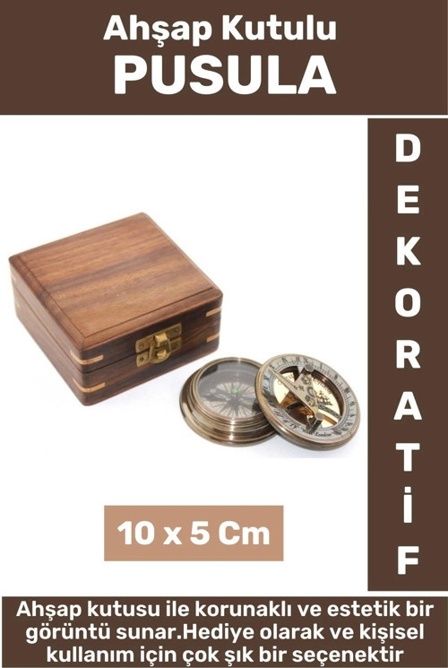 Özel Model Erkek Arkadaş Sevgili Baba Özel Dekoratif Hediyelik Koleksiyon Ahşap Kutulu PUSULA