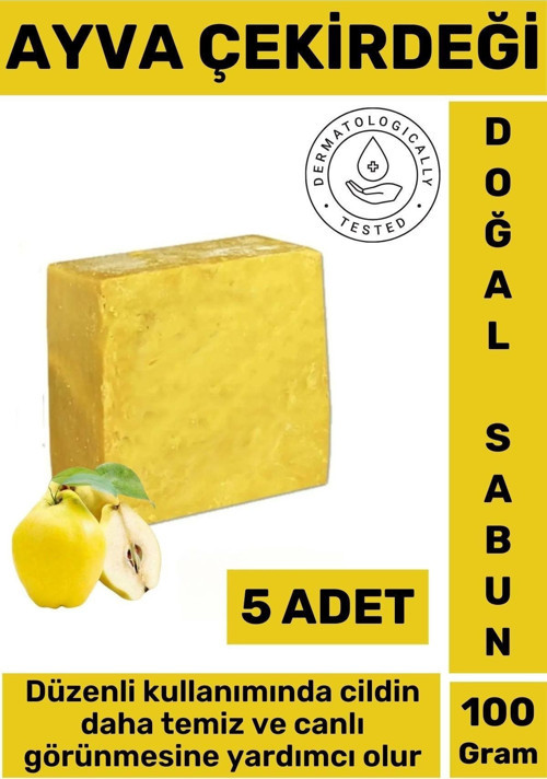 Özel Üretim Doğal Güzel Kokulu Cilt Temizleyici Canlı Görünüm Organik Ayva Çekirdeği Sabunu 5 Adet