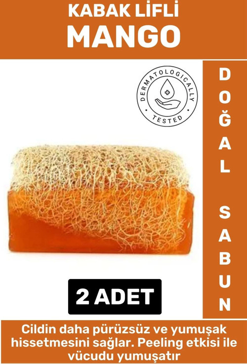 Özel Üretim Masaj Etkili Nemlendirici Kuruluk Giderici Doğal Kabak Lifli Mango Sabunu 2 Adet