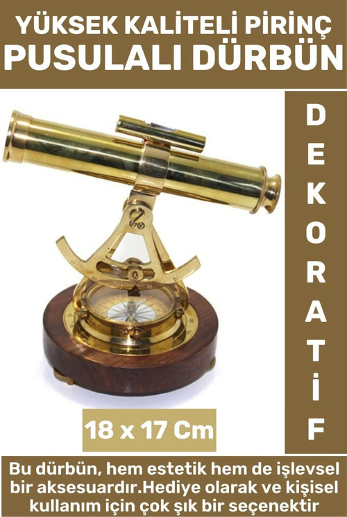 Premium Yüksek Kaliteli Erkek Arkadaş Sevgili Hediyelik Dekoratif Çok Şık Pirinç Pusulalı Dürbün