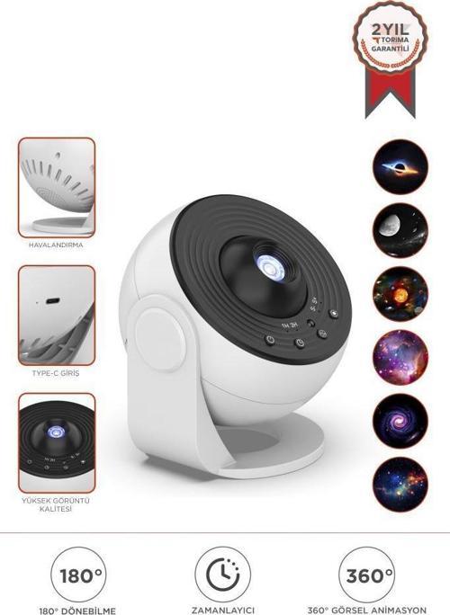 BL-DQY02 Beyaz Galaxy Led Lazer Projektör Gece Lambası Projeksiyon