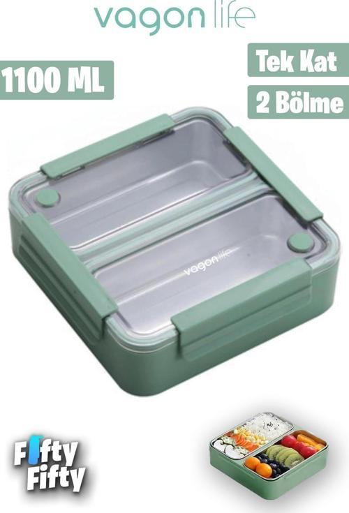 Lunch Box 1100 ML (Sızdırmaz,Karışmaz 2 Bölmeli) Yeni Nesil Sefer Tası -FFLBOX9807