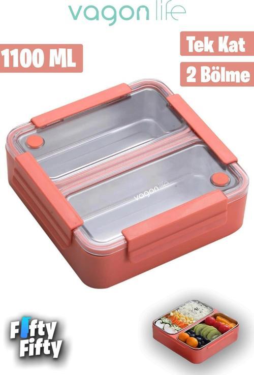 Lunch Box 1100 ML (Sızdırmaz,Karışmaz 2 Bölmeli) Yeni Nesil Sefer Tası -FFLBOX9807