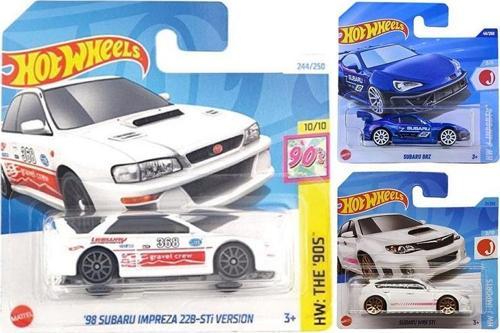 3 Araç Hot Wheels Set - Subaru BRZ & '98 Subaru Impreza 22B Sti Version & Subaru WRX Sti (1/64)