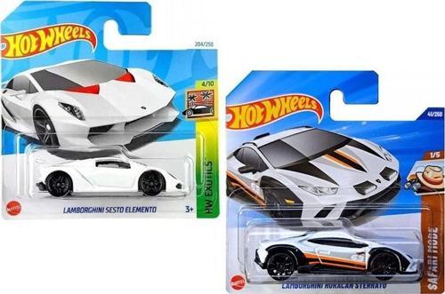 2 Araç Hot Wheels Set - Lamborghini Huracan Sterrato (Beyaz) & Lamborghini Sesto Elemento (1/64)