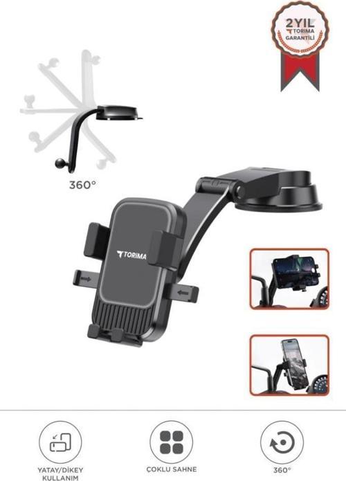 JX-053 Siyah Araç İçi Vantuzlu 360 Derece Telefon Tutucu